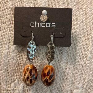 0199-Chico's Silver and Brown Dangle Earrings
